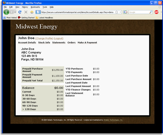 ETI CIP Account detail page