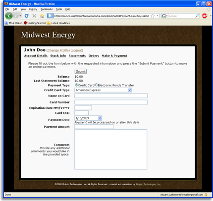 electronic funds transfer of CIP